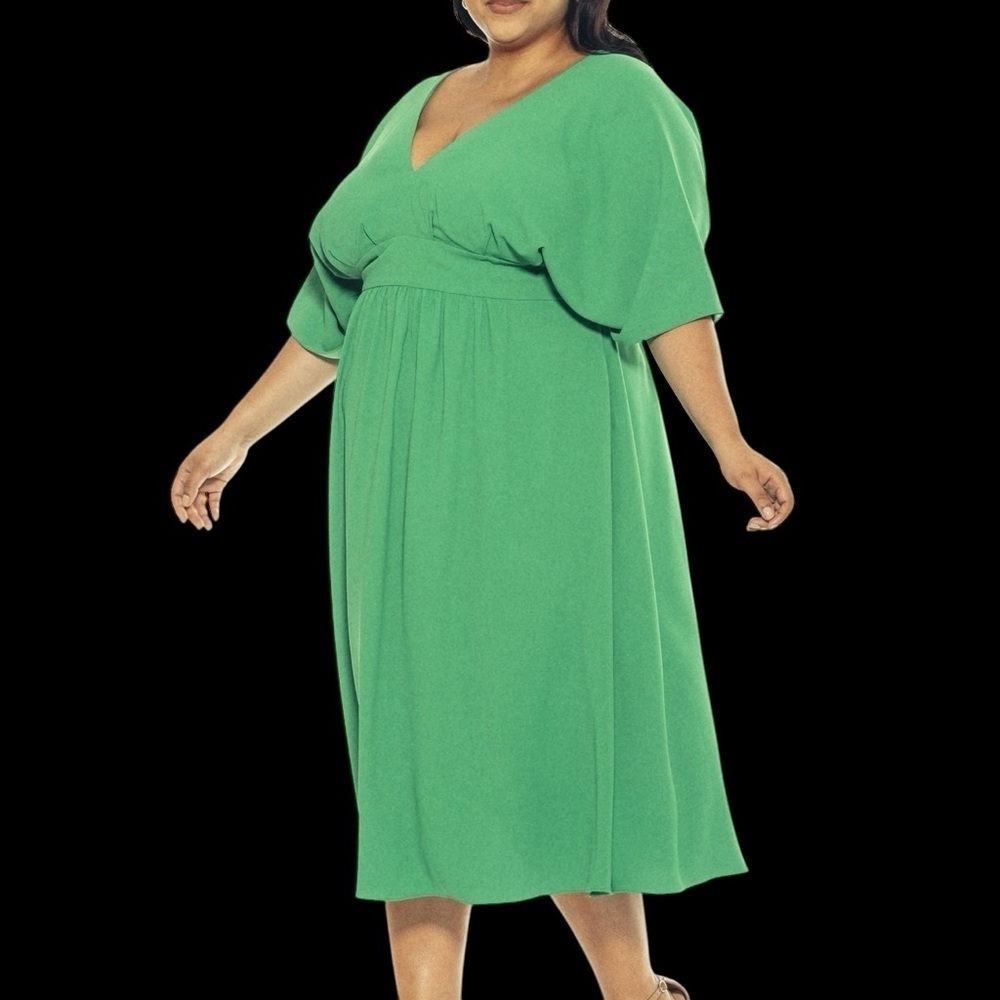 NWT Alexia Admor ‘August’ Midi Dress in Green Women’s Plus Size 3X